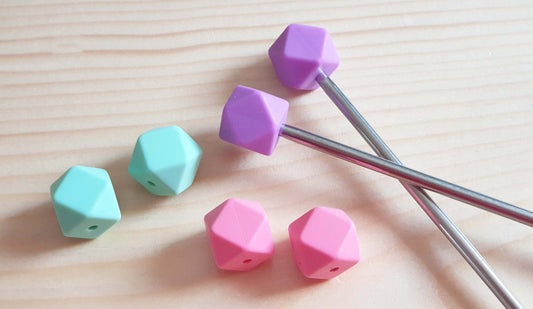 MINI HEXAGONS STITCH STOPPERS / 4 pcs / Knitting Needle Stoppers / Point Protection / Notions