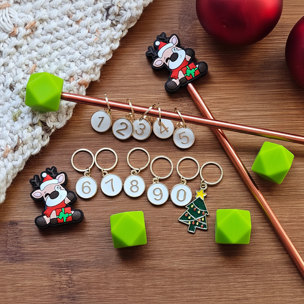 Clearance // HOLIDAY REINDEER GIFT SET / Knitting Notion Set / Holiday Gift Set