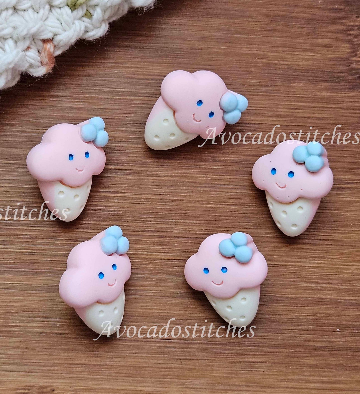 ICECREAM - Pink / 24*18mm / 4 buttons / Resin Shank Buttons / Sewing Buttons