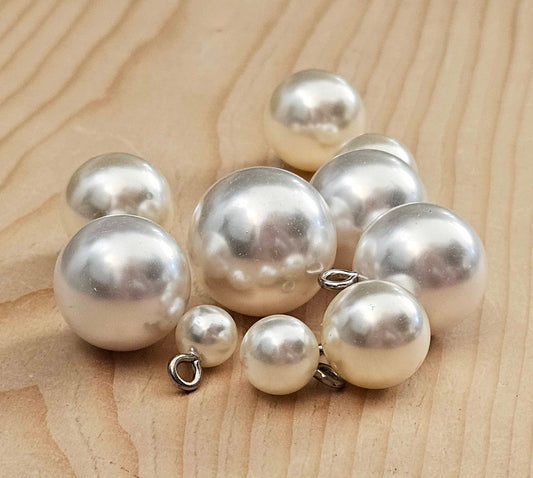 IMITATION WHITE PEARL Shank / 8-20mm / Resin Metal Shank Buttons / Sewing Buttons