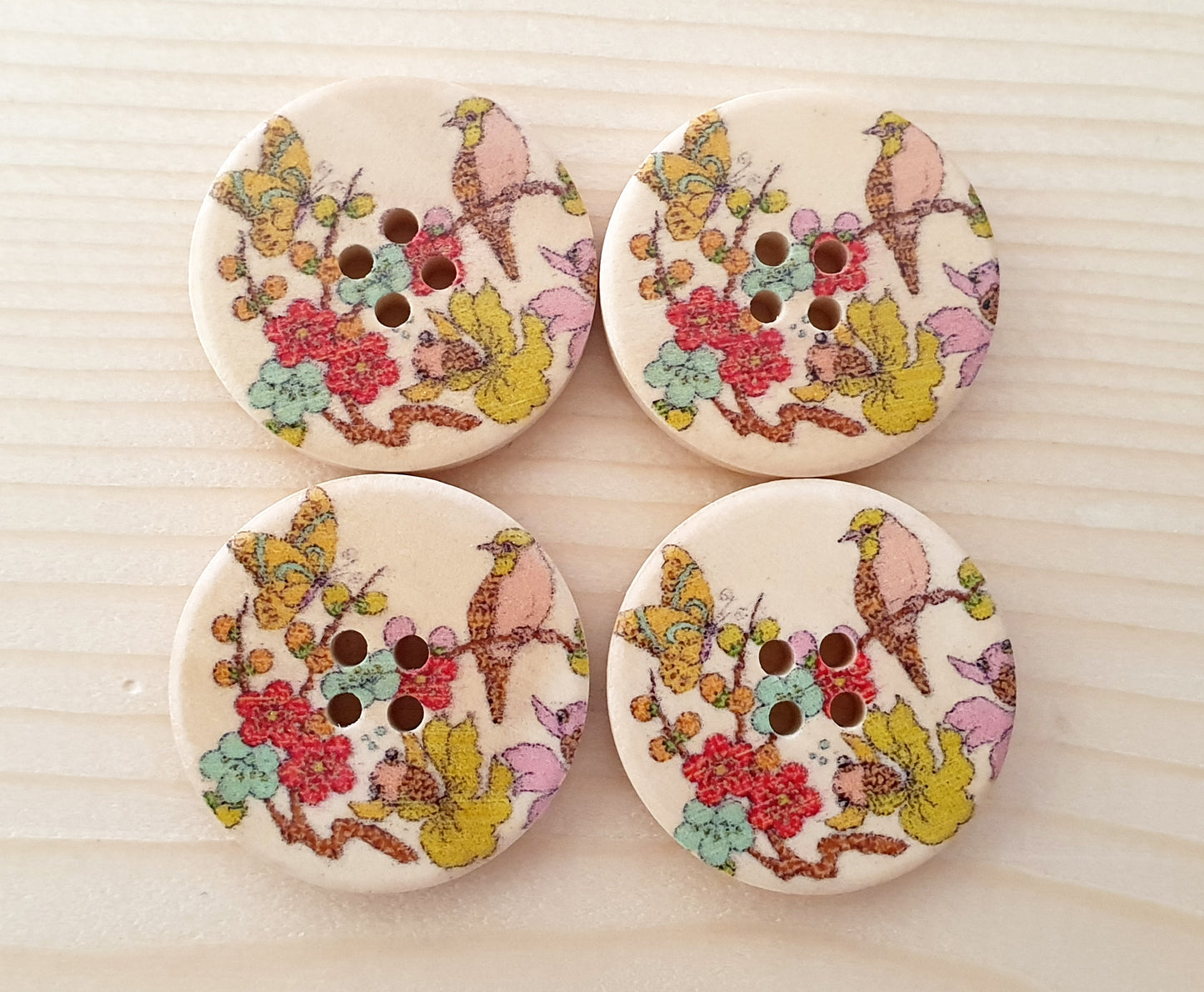 JAPANESE GARDEN / 30mm / Set of 6 buttons / Wooden Buttons / Sewing Buttons