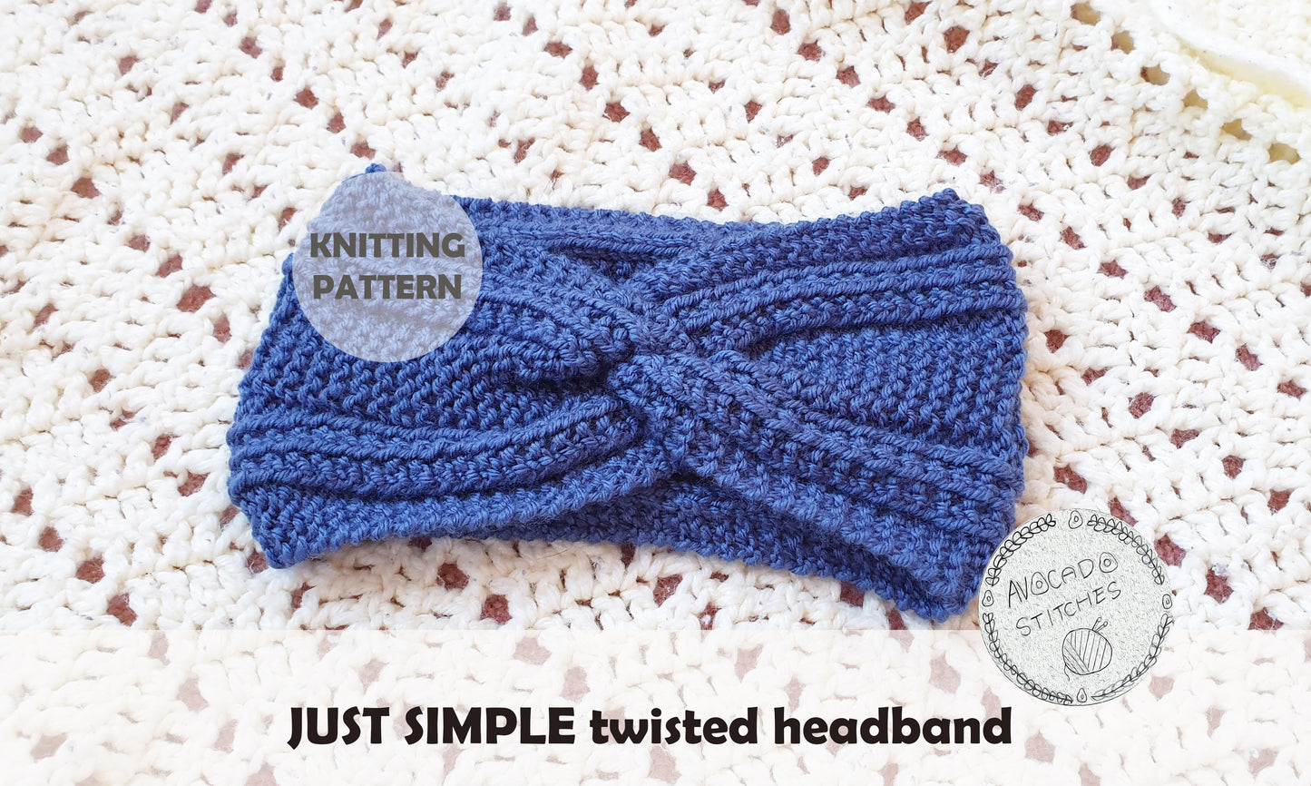 JUST SIMPLE HEADBAND (Digital Knitting Pattern) / Simple Twisted Ear Warmer Pattern / Digital Knitting Pattern / PDF Pattern