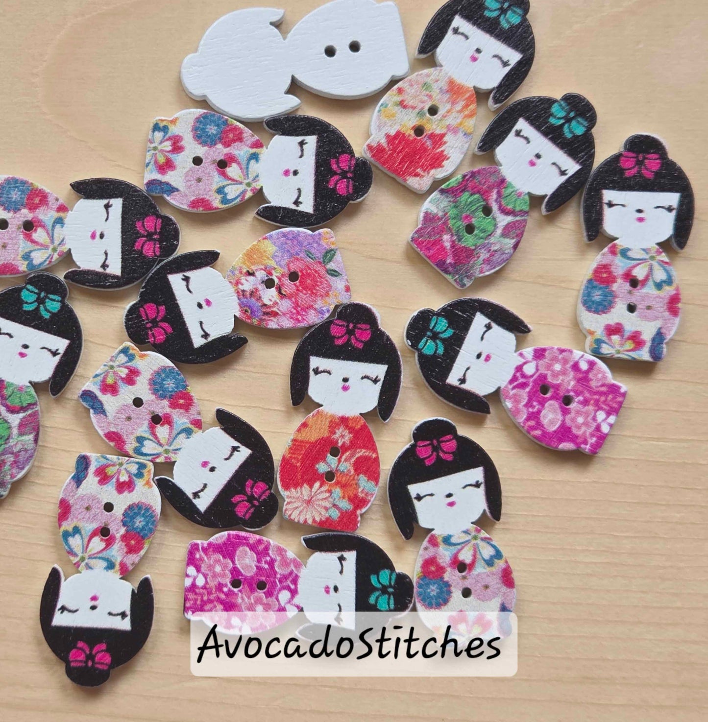 JAPANESE KIMONO / 31*15mm / 8 buttons / Wooden Buttons / Sewing Buttons