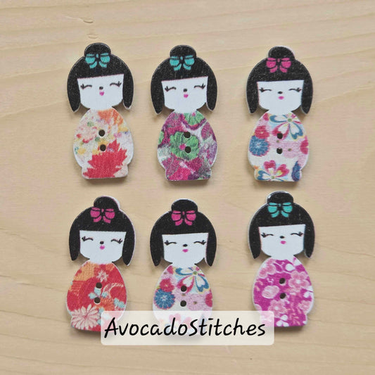 JAPANESE KIMONO / 31*15mm / 8 buttons / Wooden Buttons / Sewing Buttons