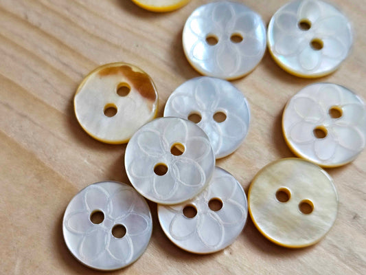 PEARL JASMINE / 11mm / MOP Shell Buttons / Sewing Buttons
