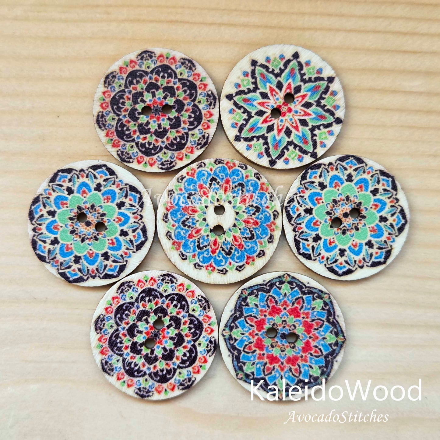 KALEIDOWOOD / 20-25mm / 8 buttons / Wooden Buttons / Sewing Buttons