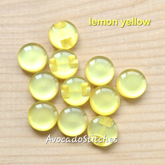 LEMON YELLOW Shank Resin / 12mm - 8 buttons / Resin Buttons / Sewing Buttons