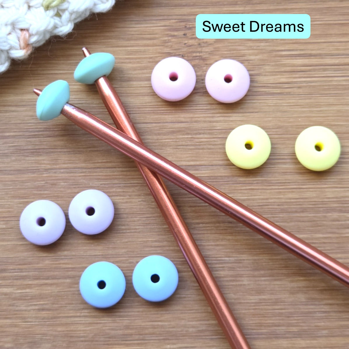 BEADIE NEEDLE STOPPERS Vivid Rainbow / Set of 10 / Knitting Needle Toppers / Point Protection / Notions
