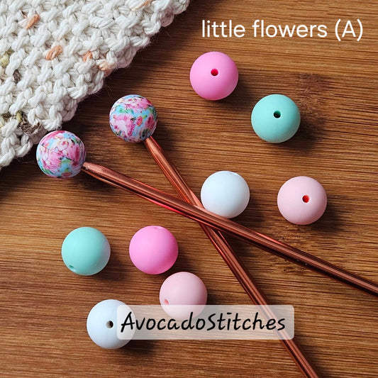 FLORALS Stitch Stoppers (10 pieces) / Knitting Needle Stoppers / Point Protection / Notions