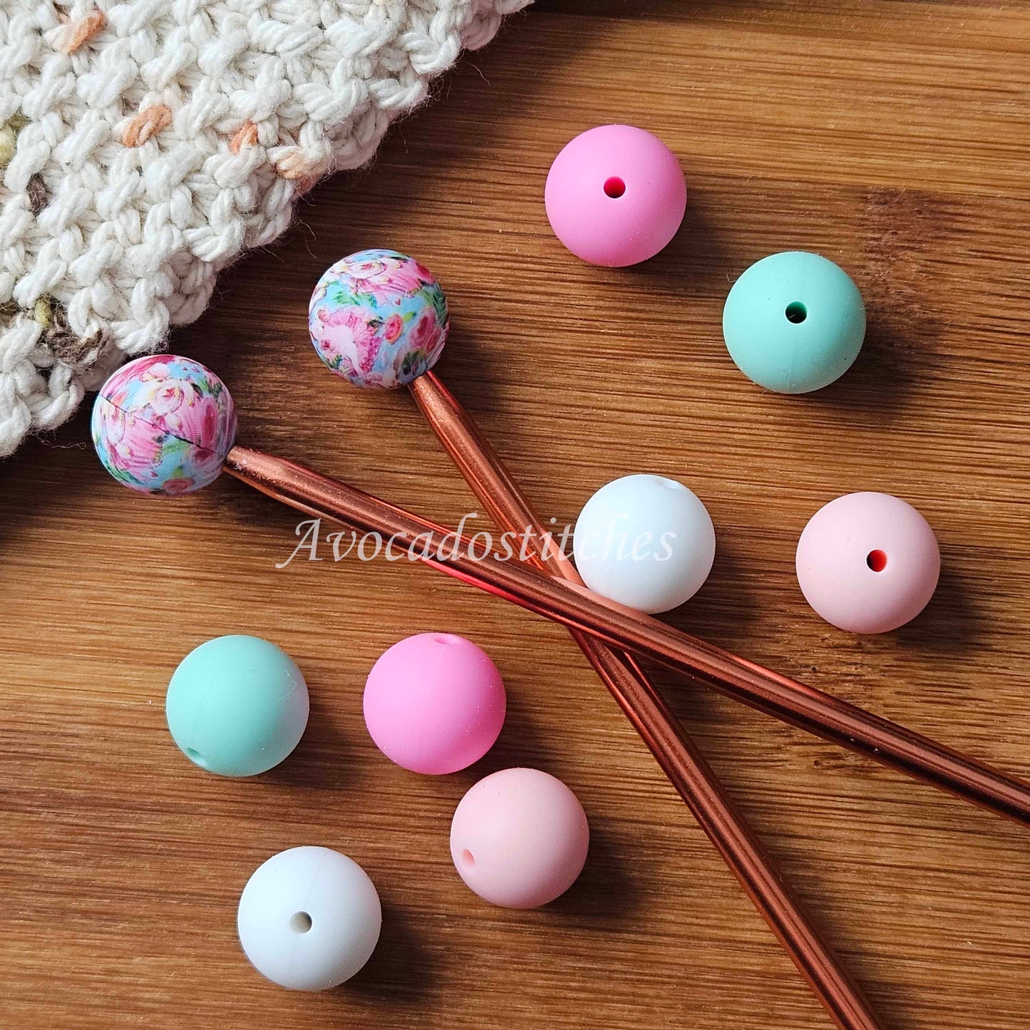 LITTLE FLOWERS Stitch Stoppers (10 pieces) / Knitting Needle Stoppers / Point Protection / Notions (A)