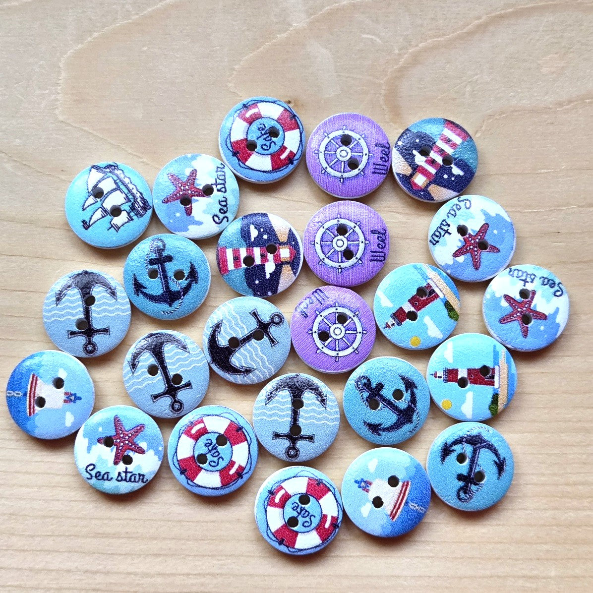 Little Ocean Explorer / Wooden Buttons / 15mm (Set of 8)