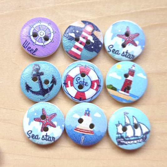 Little Ocean Explorer / Wooden Buttons / 15mm (Set of 8)