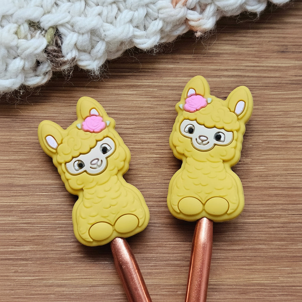 Clearance // LLAMA STITCH STOPPERS / Set of 2 / Knitting Needle Toppers / Notions