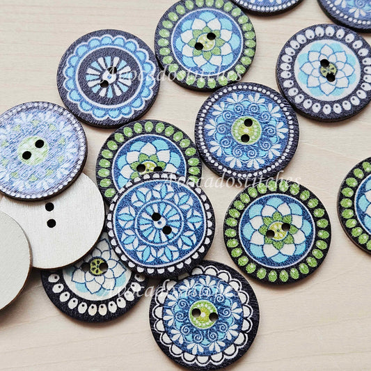 LOTUS / 15-25mm / 8 buttons / Wooden Buttons / Sewing Buttons