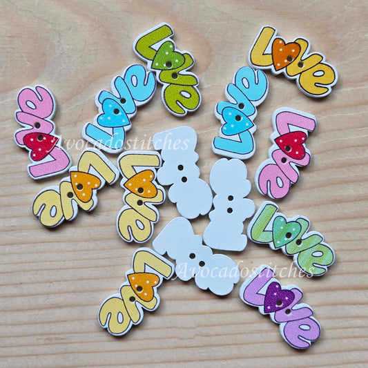 LOVE / 30*9mm / 8 buttons / Wooden Buttons / Sewing Buttons