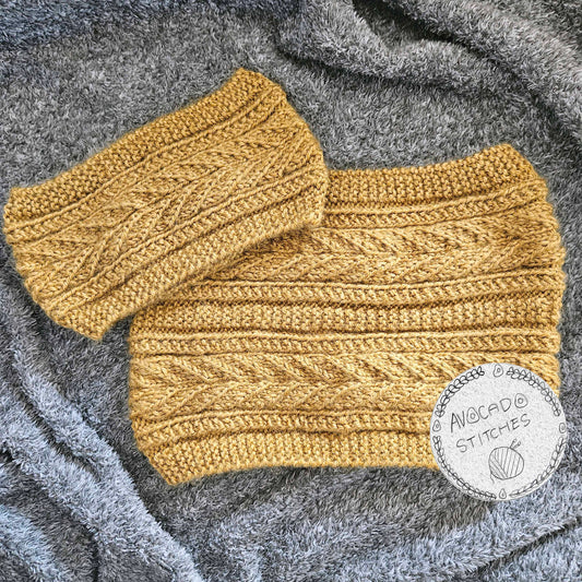 MARIGOLD HEADBAND & COWL (Digital Knitting Pattern) / Simple Cable Knitting Pattern / Digital Knitting Pattern