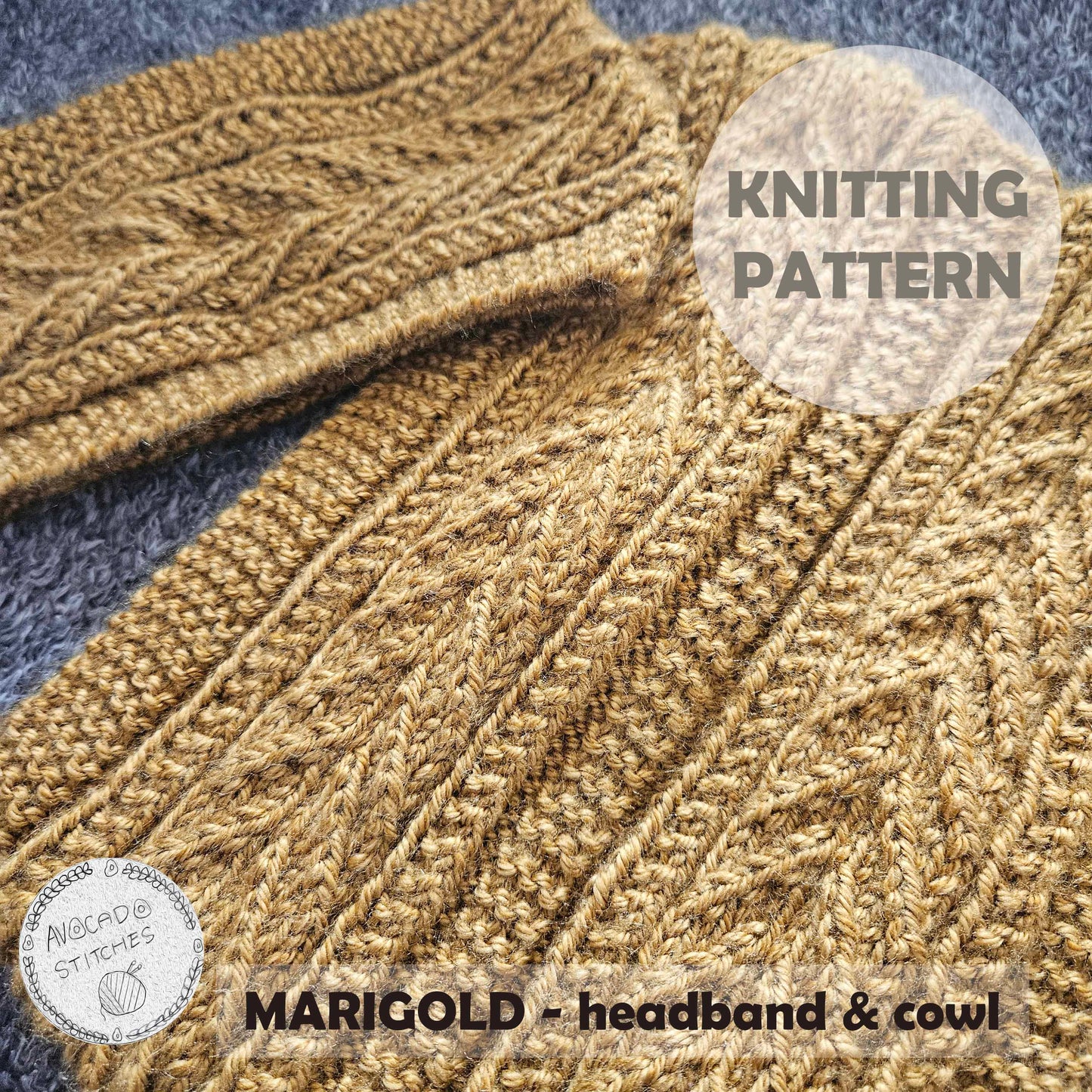 MARIGOLD HEADBAND & COWL (Digital Knitting Pattern) / Simple Cable Knitting Pattern / Digital Knitting Pattern