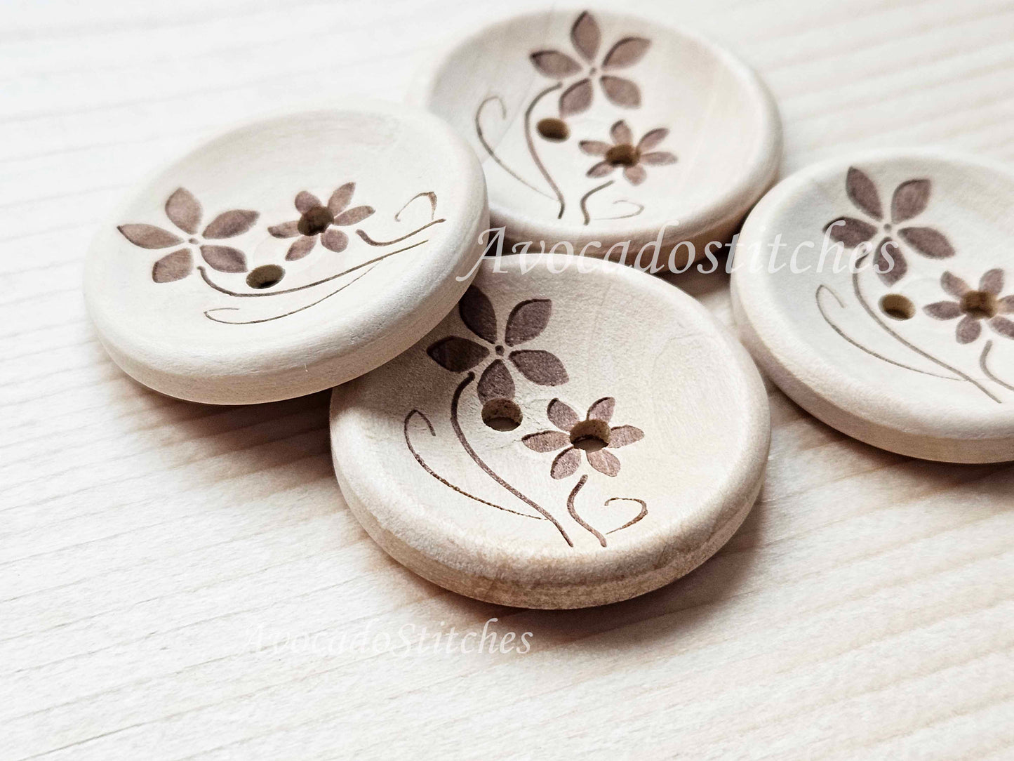 AvoDesigns MOM & ME DAISIES / 18-30mm / Wooden Buttons / Unvarnished Buttons / Sewing Buttons