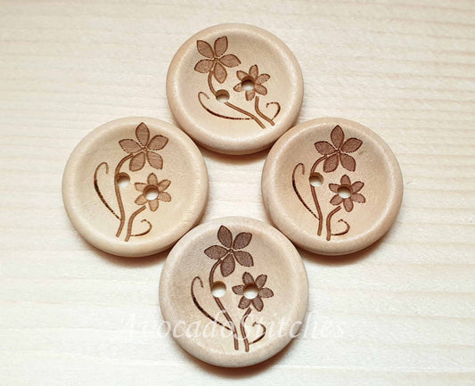 AvoDesigns MOM & ME DAISIES / 18-30mm / Wooden Buttons / Unvarnished Buttons / Sewing Buttons