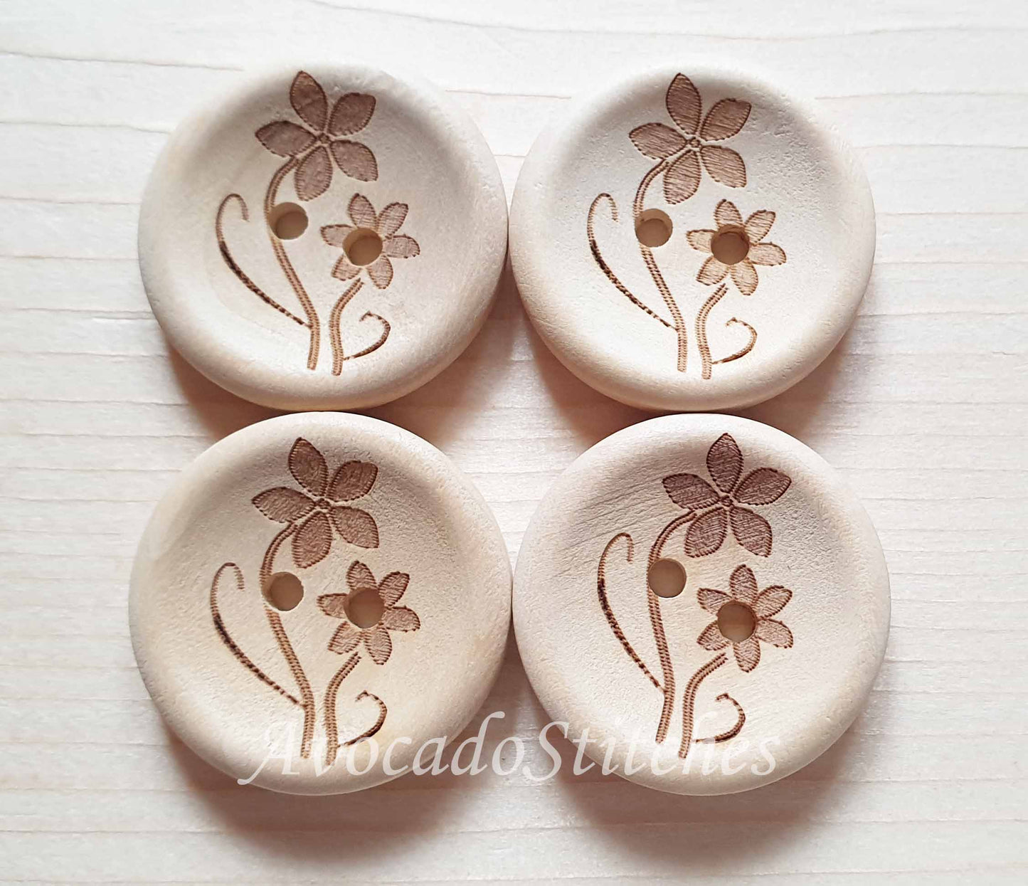 AvoDesigns MOM & ME DAISIES / 18-30mm / Wooden Buttons / Unvarnished Buttons / Sewing Buttons