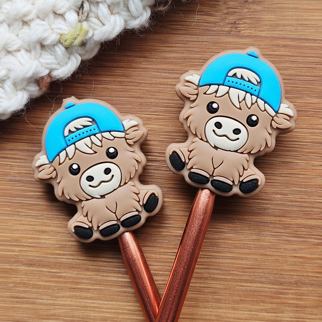 MOOBELLE BLUECAP STITCH STOPPERS / Set of 2 / Knitting Needle Toppers / Notions