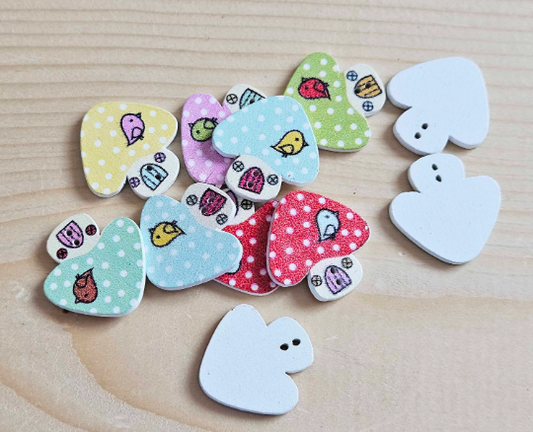 MUSHROOM HOUSE / 24*24mm / 8 buttons / Wooden Buttons / Sewing Buttons