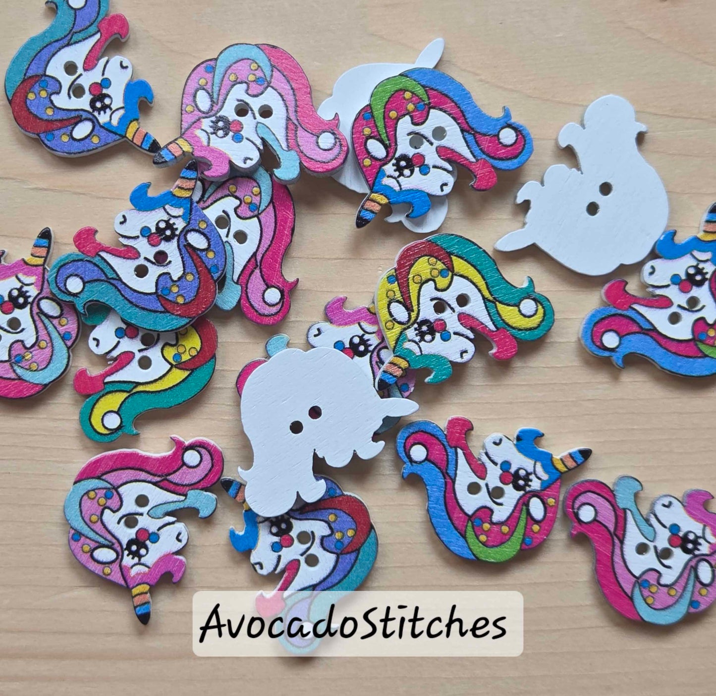 MAGIC MANE / 20*25mm / 8 buttons / Wooden Buttons / Sewing Buttons