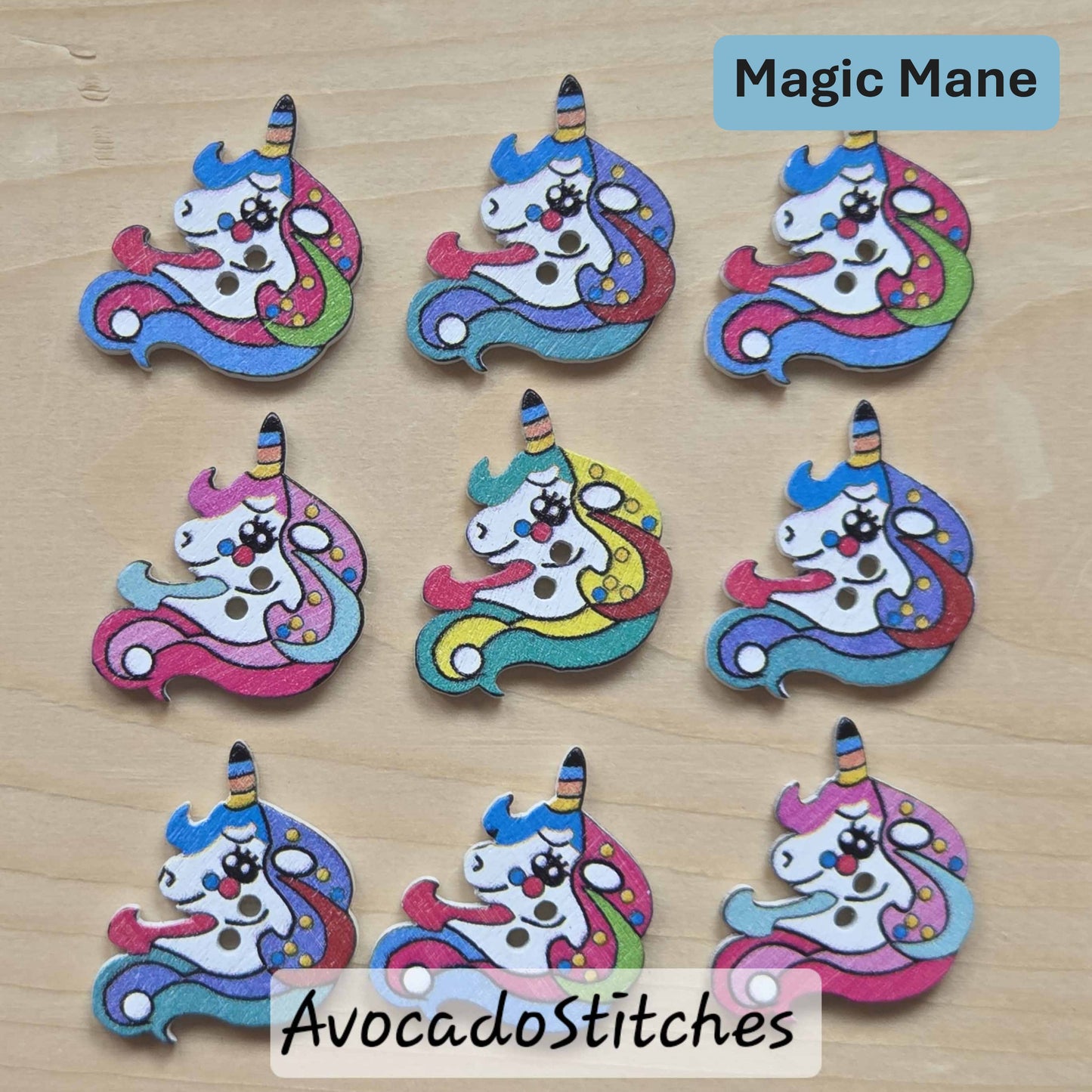 Clearance // MAGIC MANE / 8 buttons / Wooden Buttons / Sewing Buttons