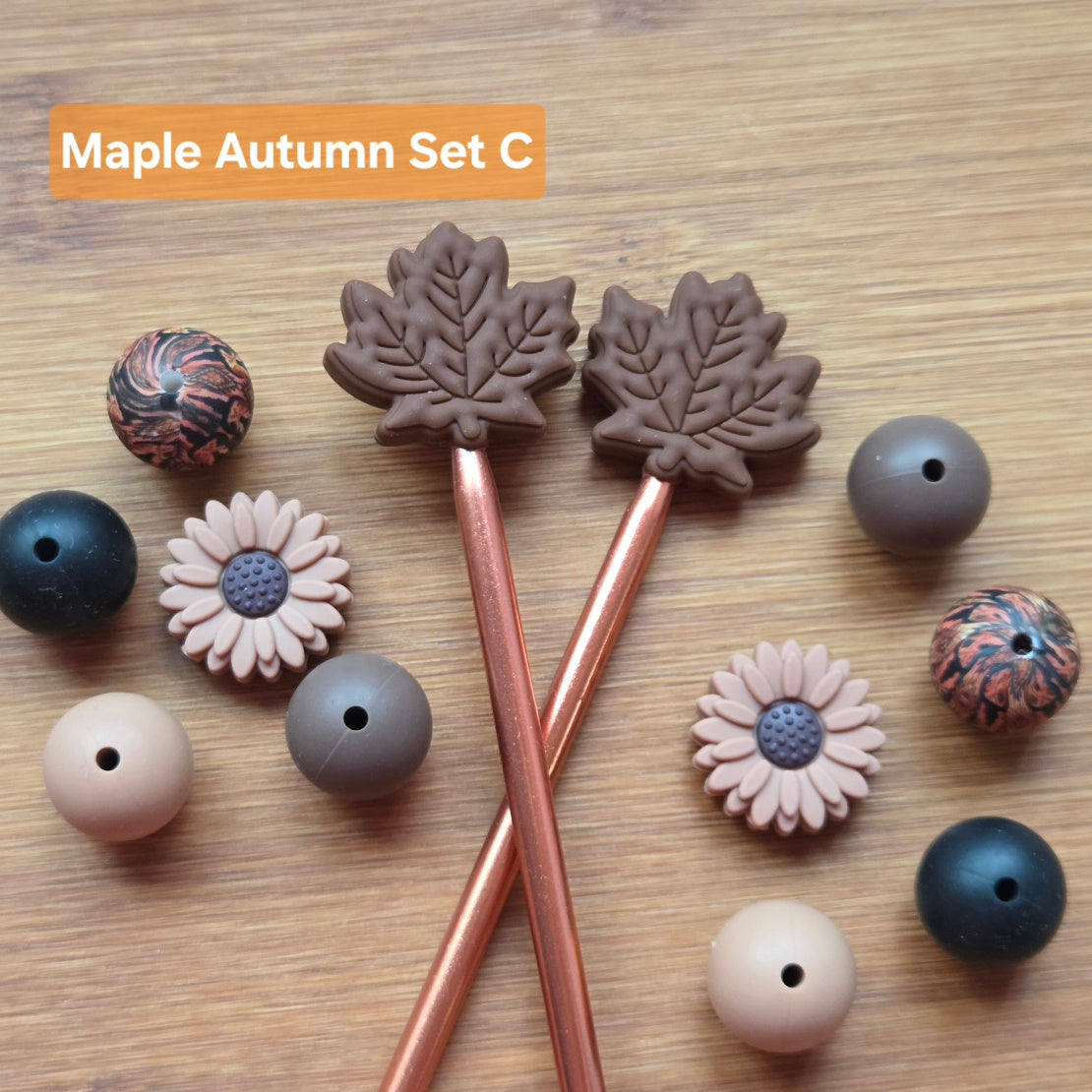 MAPLE AUTUMN Stitch Stoppers / 12 pieces / Knitting Needle Toppers / Notions