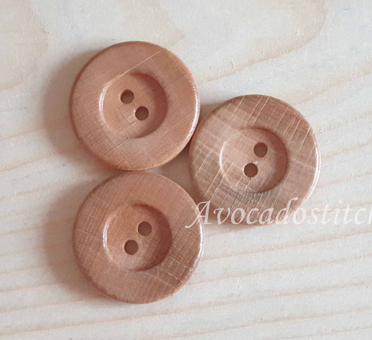 Made in Italy 2-HOLE THICK EDGE MAPLE / 18mm 23mm / Wooden Buttons / Sewing Buttons