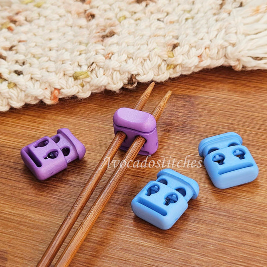 MINI INDIGO Stitch Stoppers / 2 pieces / Knitting Needles Hugger / Notions