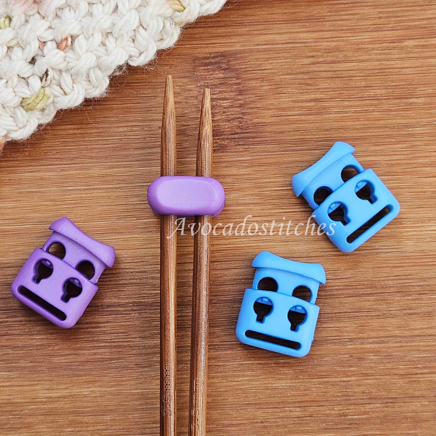 MINI INDIGO Stitch Stoppers / 2 pieces / Knitting Needles Hugger / Notions