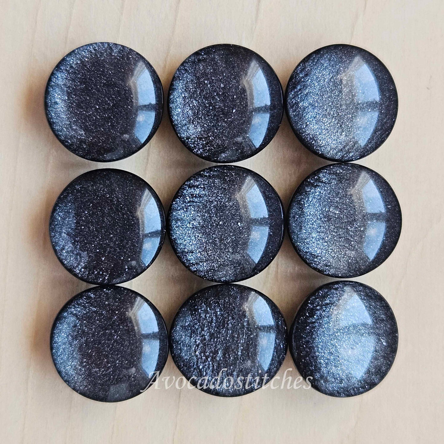MINI PEARL Black Shank Resin / 11mm - 6 buttons / Resin Imitation Pearl Shank Buttons