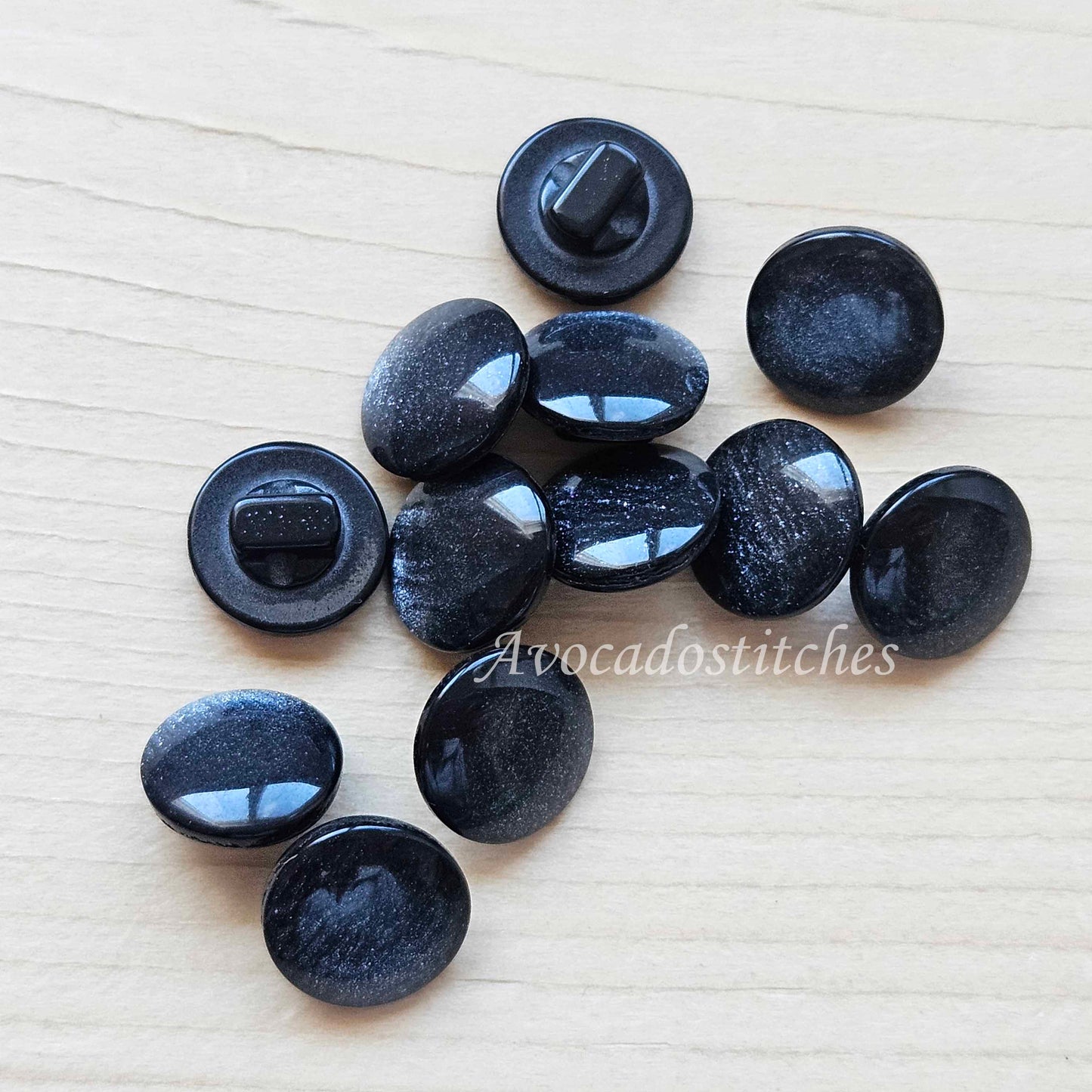MINI PEARL Black Shank Resin / 11mm - 6 buttons / Resin Imitation Pearl Shank Buttons