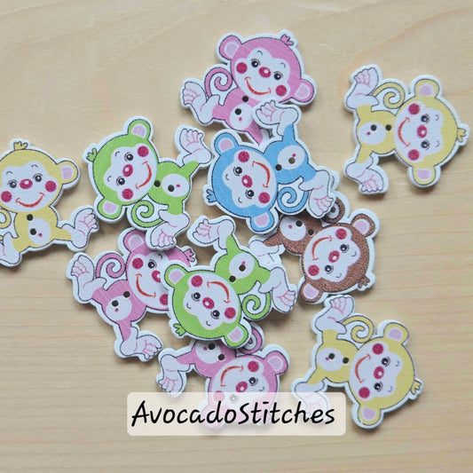 MONKEY / 29*28mm / 8 buttons / Wooden Buttons / Sewing Buttons