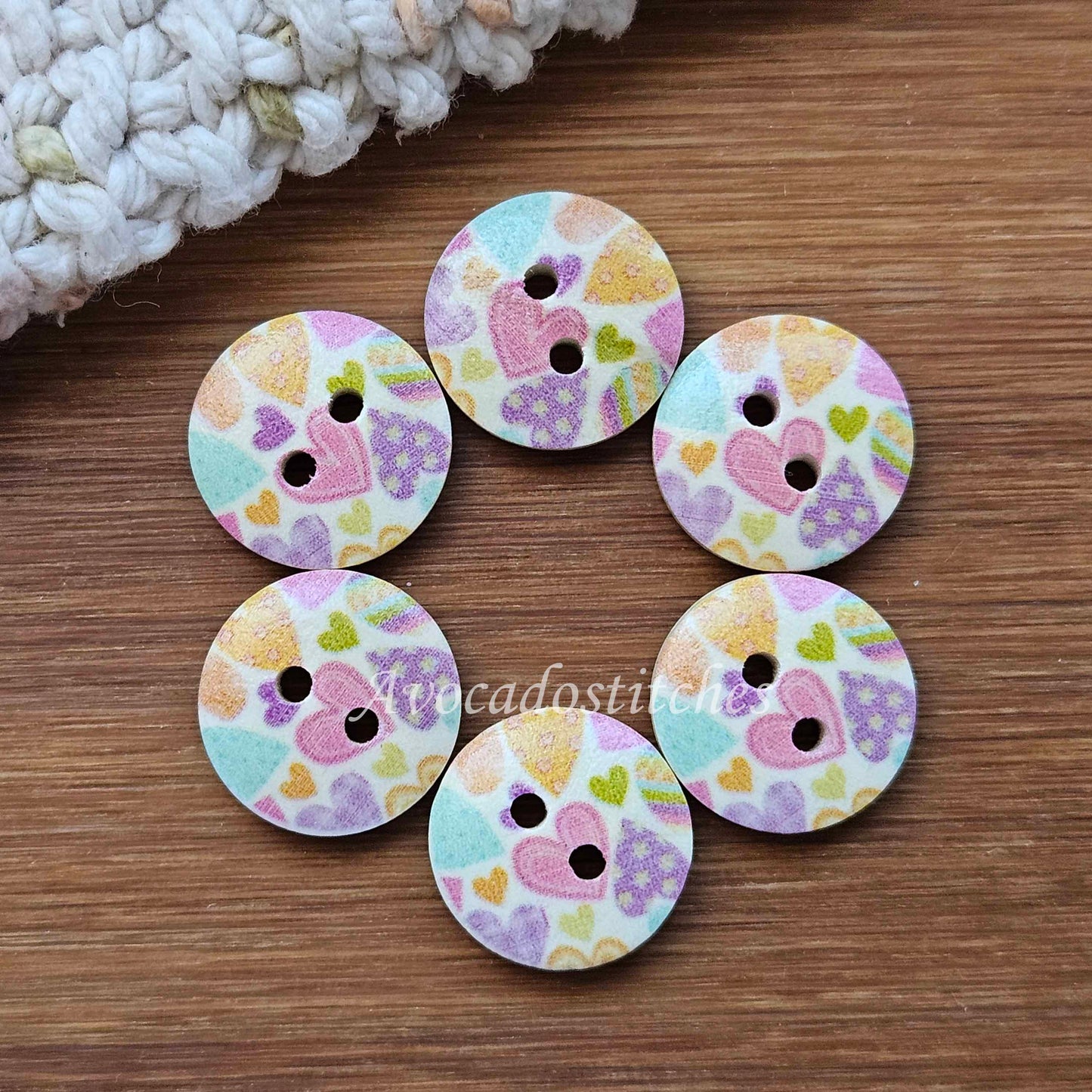 ENDLESS LOVE / 15mm - 6 buttons / Wooden Buttons / Sewing Buttons (muliflower series)