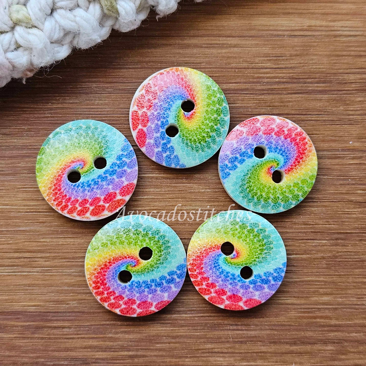 SPIRAL KALEIDOSCOPE / 15mm - 8 buttons / Wooden Buttons / Sewing Buttons (muliflower series)
