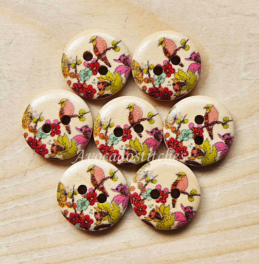 JAPANESE GARDEN / Wooden Buttons / 15mm (Set of 8)