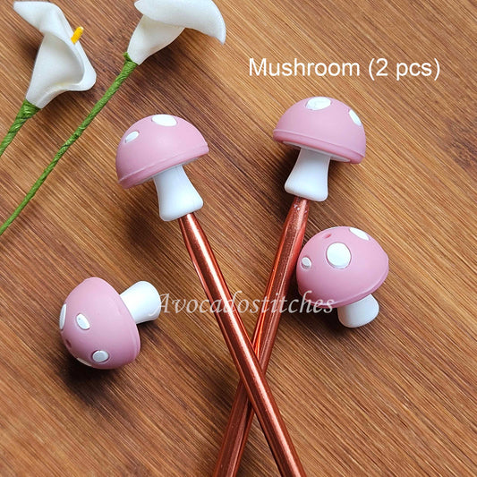MUSHROOM Stitch Stoppers / Knitting Needle Stoppers / Point Protection / Notions
