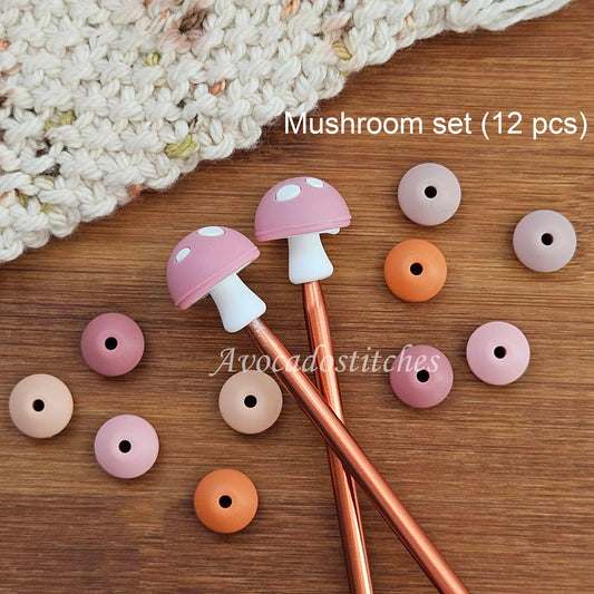 MUSHROOM Stitch Stoppers / Knitting Needle Stoppers / Point Protection / Notions
