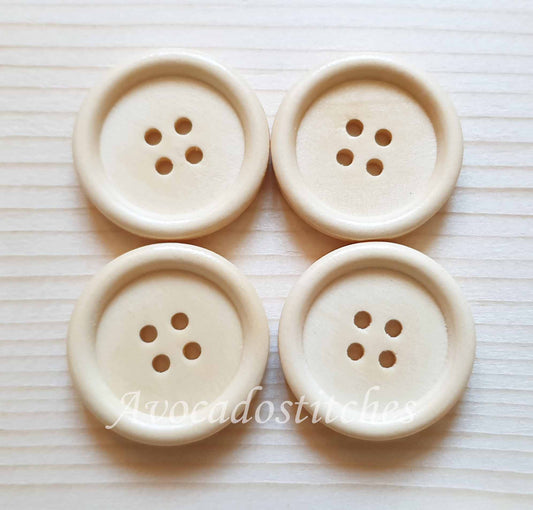 4-HOLE BEIGE Cream / 10-35mm / Wooden Buttons / Sewing Buttons