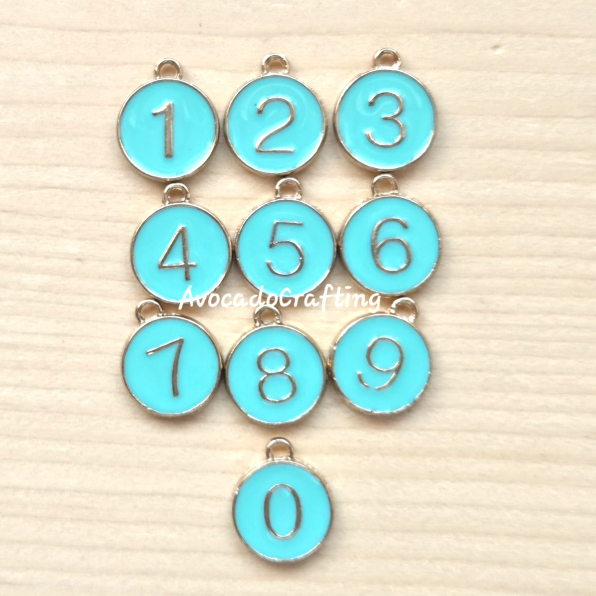 10 pieces (1 set) // Turquoise Round Number Charms / Whole Set #0-#9 / 12*14mm / Jewelry Making