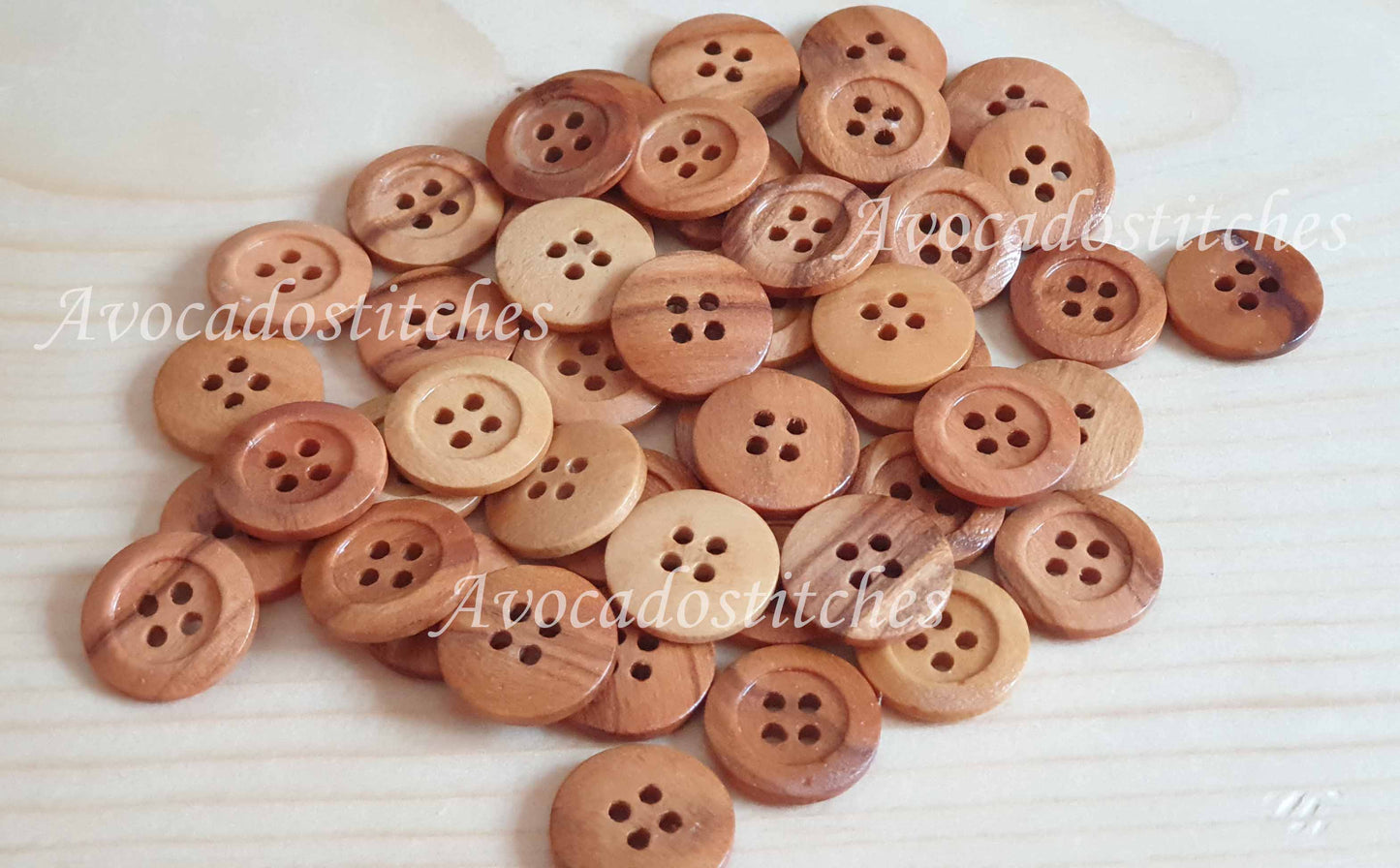 Made in Italy 4-HOLE OLIVE / 15mm / Wooden Buttons / Sewing Buttons