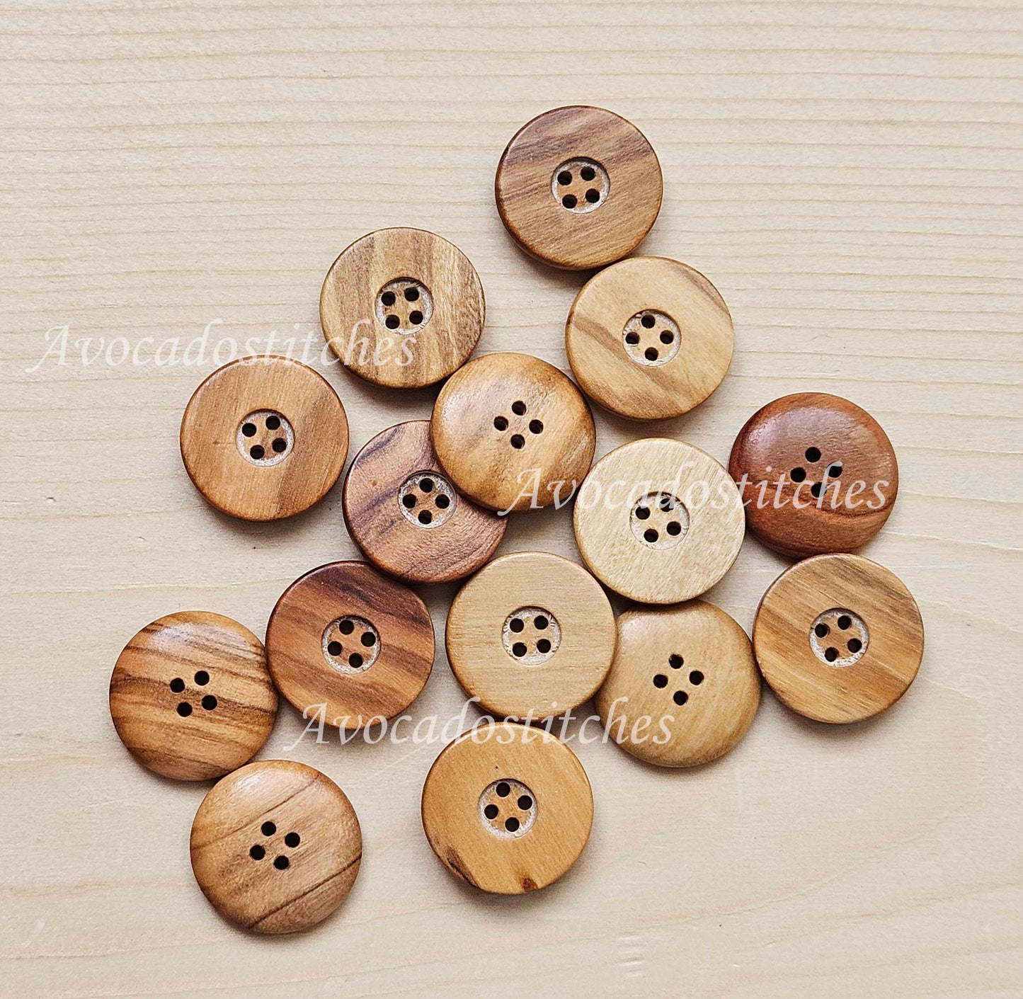 Made in Italy 4-HOLE Thick Wide Edge Olive Wood / 20mm / Set of 4 buttons / Wooden Buttons / Sewing Buttons
