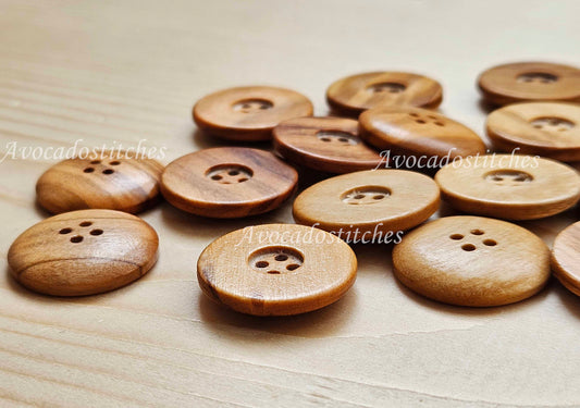 Made in Italy 4-HOLE Thick Wide Edge Olive Wood / 20mm / Set of 4 buttons / Wooden Buttons / Sewing Buttons