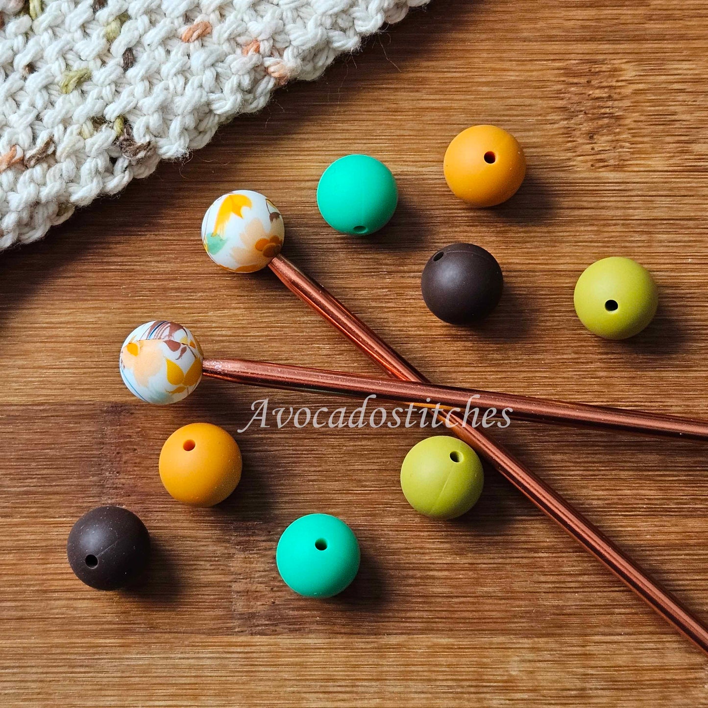 ORANGE FLORAL Stitch Stoppers (10 pieces) / Knitting Needle Stoppers / Point Protection / Notions