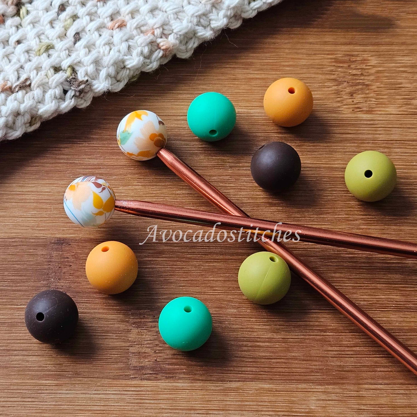 ORANGE FLORAL Stitch Stoppers (10 pieces) / Knitting Needle Stoppers / Point Protection / Notions