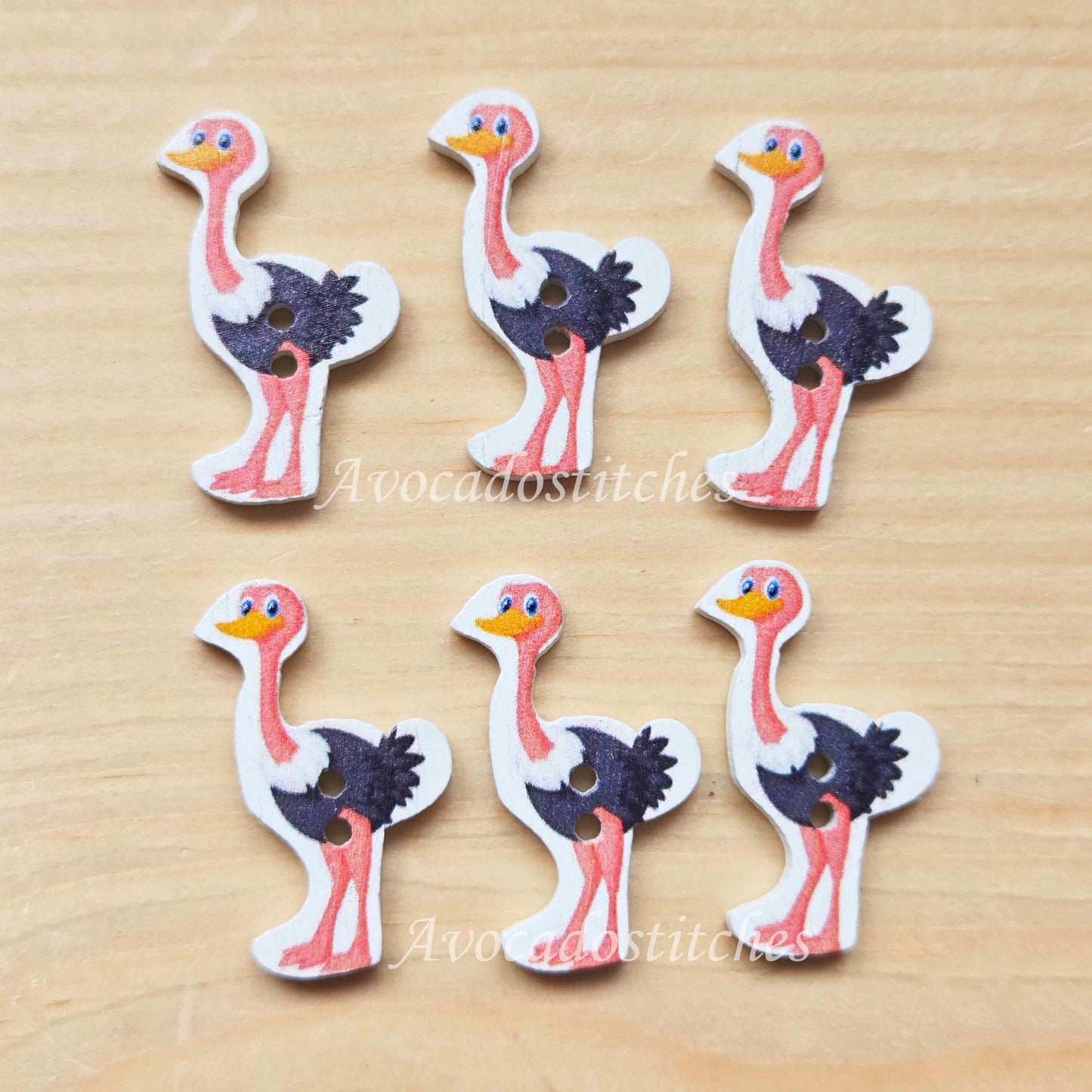 OSTRICH EMU / 30*19mm / 8 buttons / Wooden Buttons / Sewing Buttons