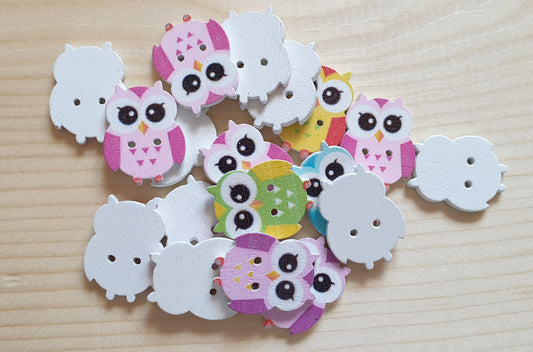 BABY OWL / Wooden Buttons (Set of 10)
