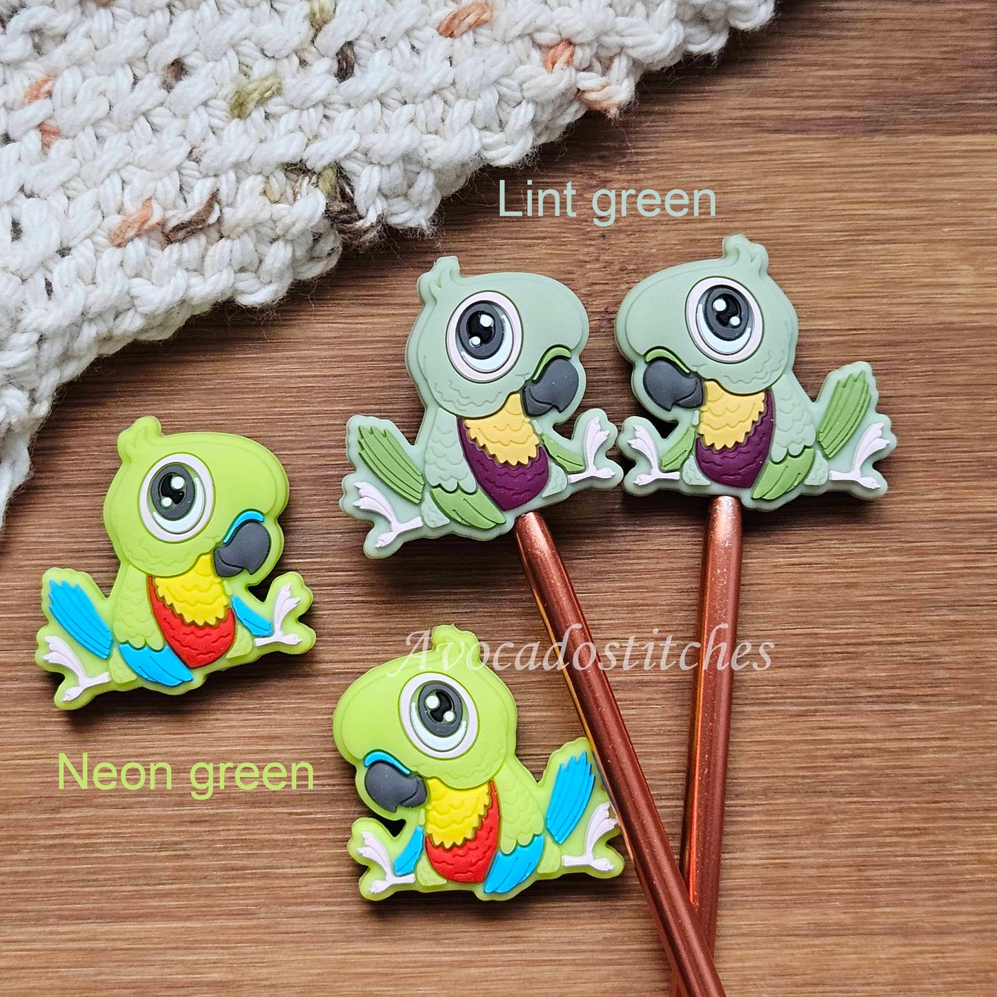 PARROT STITCH STOPPERS / 2 pieces / Knitting Needle Stoppers / Point Protection / Notions